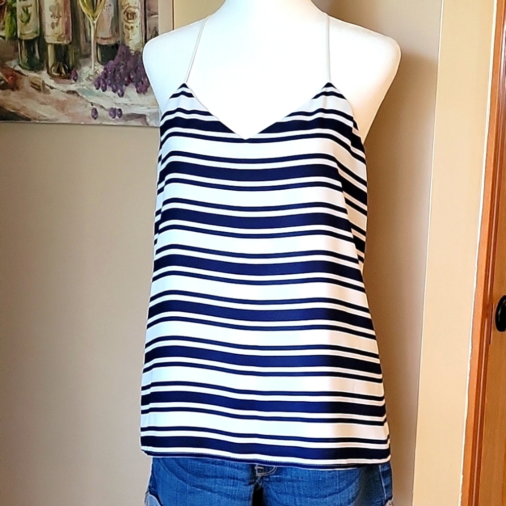 🛍(3 for $20) Express Navy and White Stripe Size Small